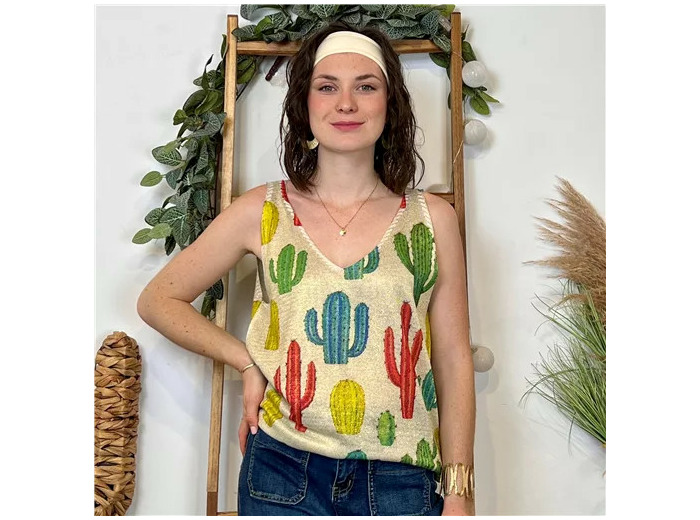 K117- Top imprimé Lurex (Tu) 🇮🇹 (multicolore)