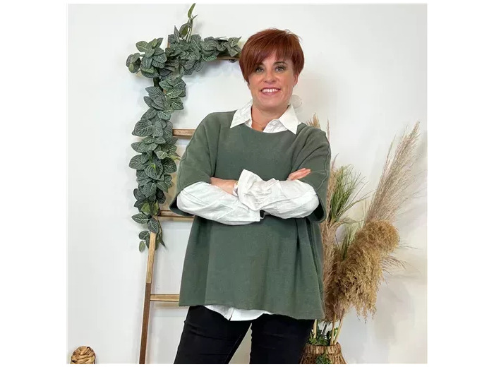 K566- Pull loose Crop-Top (Tu) 🇮🇹 (kaki)