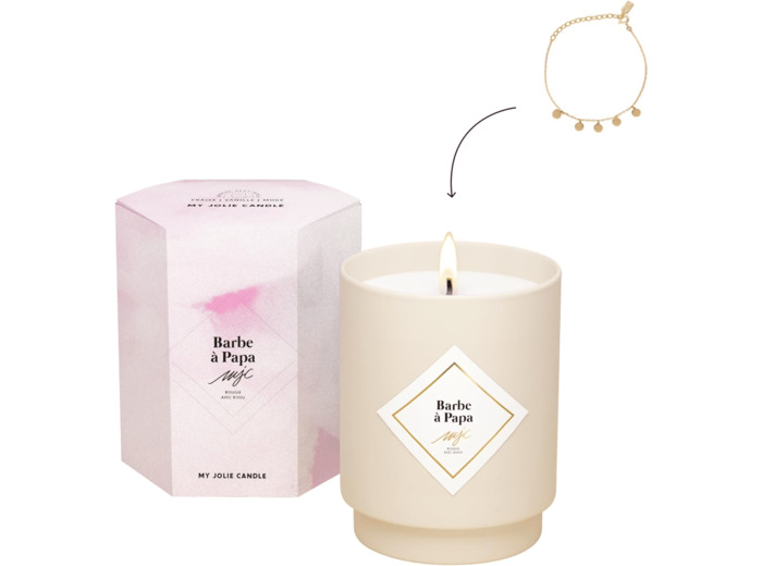 Bougie Bracelet en Or - Parfum Barbe à Papa aux Notes de Fraise, Vanille et Mûre