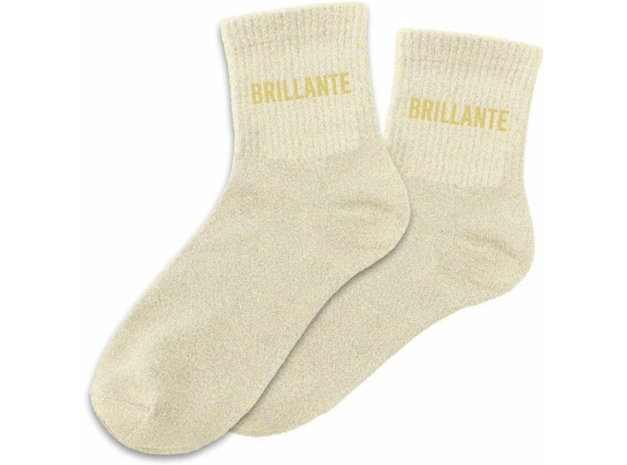 STC Chaussettes Blanches Pailletées 'Brillante' - Femmes - Unisex - 1 Pair - Taille Unique 36-42