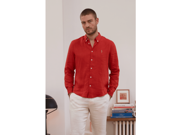 Chemise en lin homme - Brique
