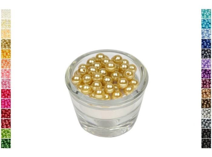 Sachet de 50 perles en plastique 8 mm de diametre beige doré