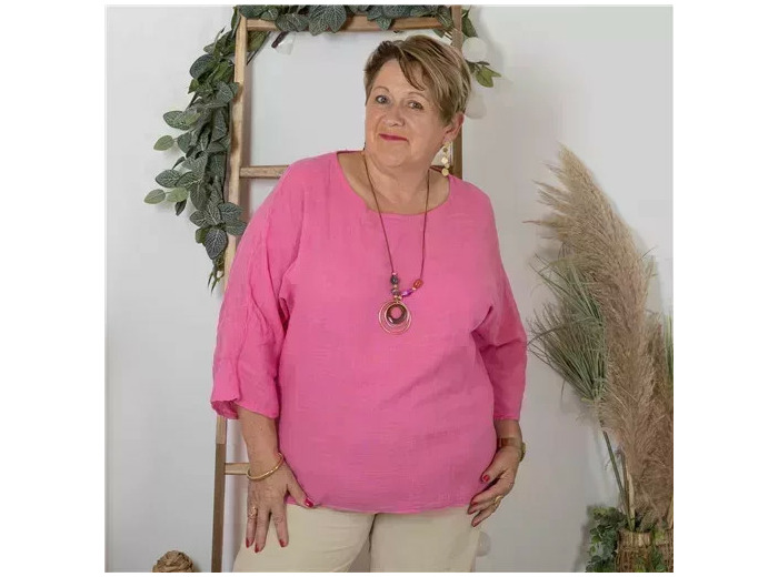 Z336- Tunique 100% coton (Tu) (fuchsia)