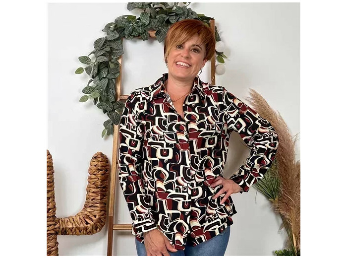 K091- Blouse By-One Graphique (T36-T38) (noir)