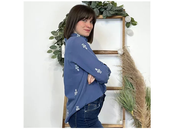K535- Chemise coton « By One » (T36-T40) (bleu jeans)