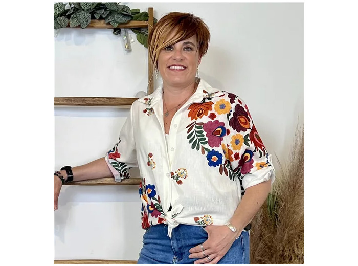 K328- Chemise Florale (Tu) 🇮🇹 (blanc)