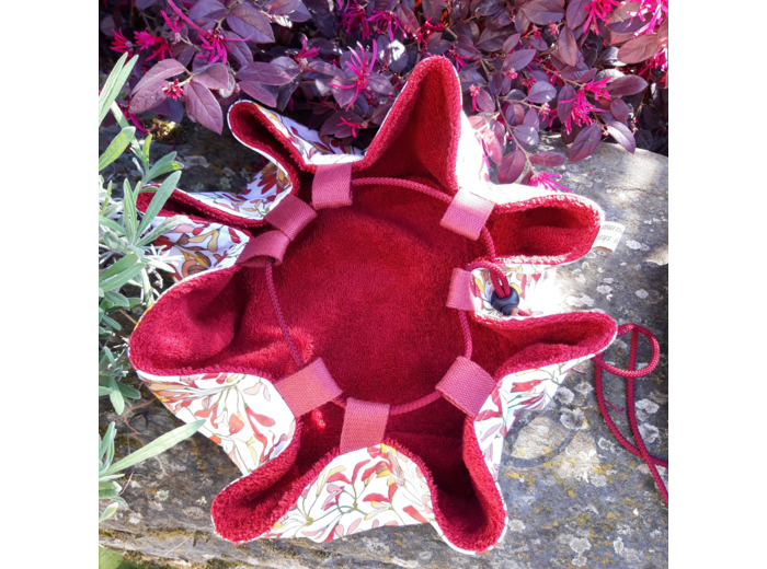 Tapis pieds au sec - Floral rouge et moutarde - Rouge