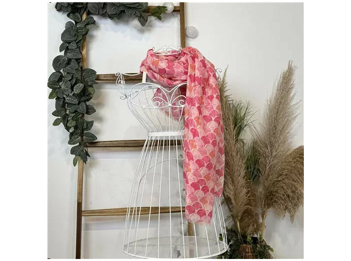 Y529- Foulard motif éventail (rose bébé)