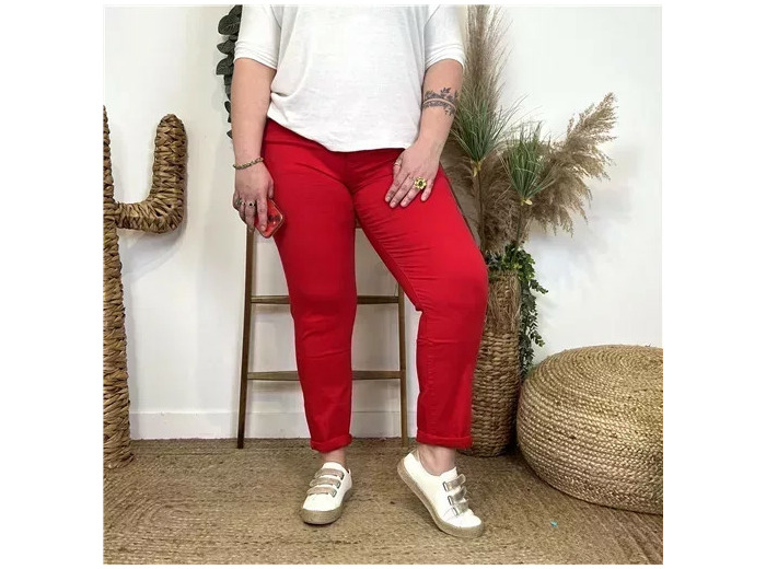 N224- Jean 7/8ème Voggo (T42-T50) (rouge)