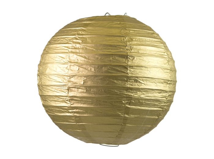 Lampion en papier de soir de 25 cm de diametre doré