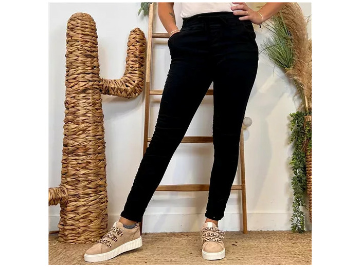 P070- Jean Melly.and.Co Taille élastiquée (Xs-Xl) (noir)