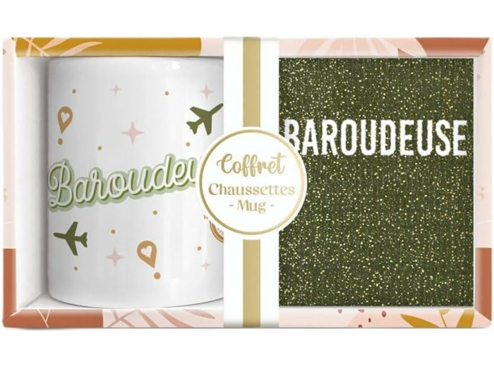 STC coffret mug et chaussettes à paillettes "Baroudeuse"