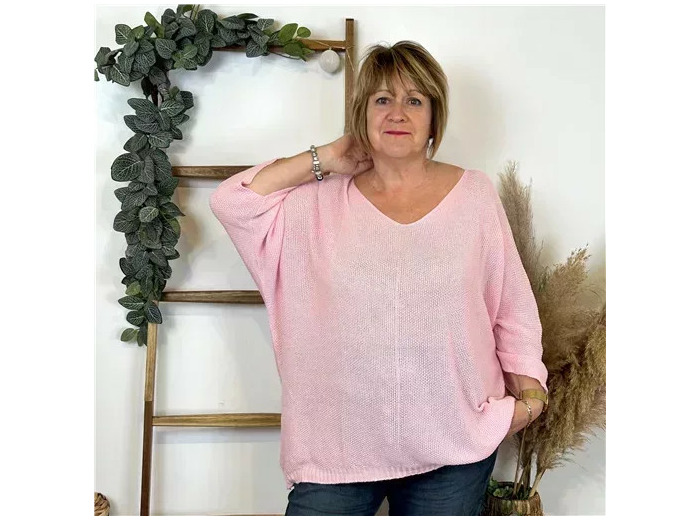 Z163- Pull Nid d'Abeille (Gt)  🇮🇹 (rose pâle)