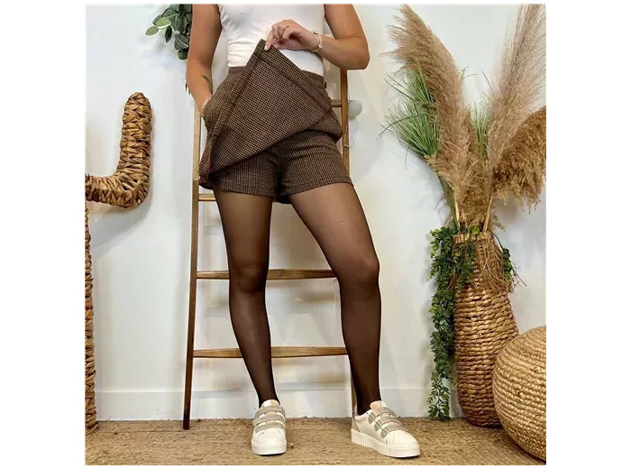 L720- Jupe short "By One" (T36-T40) (marron)