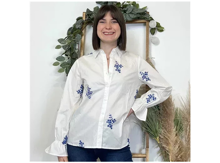 K527- Chemise brodée By One (T36-T40) (blanc)