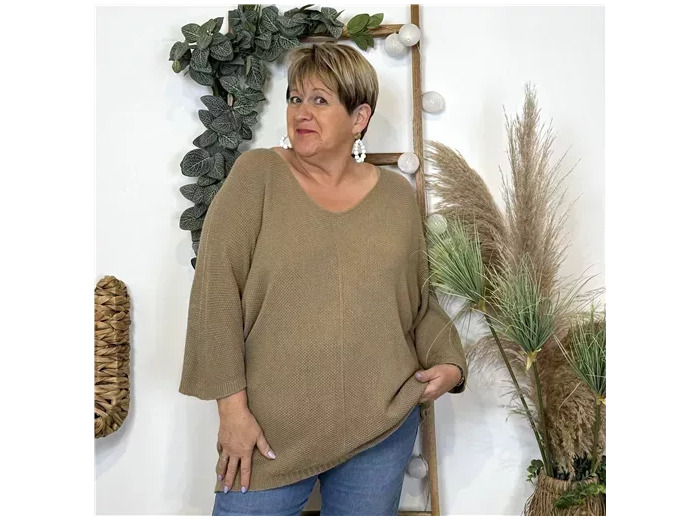 K559- Pull Nid d'Abeille (Gt)  🇮🇹 (taupe)