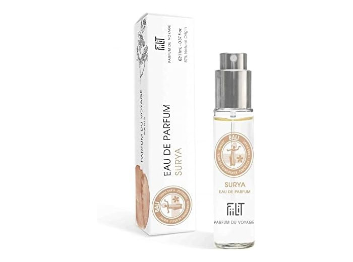 Eau de Parfum SURYA BALI 11 mL - FiiLiT Parfum du Voyage - Mixte - Spray Rechargeable - Fleur de Frangipanier Ylang Ylang Tubéreuse - Floral Oriental