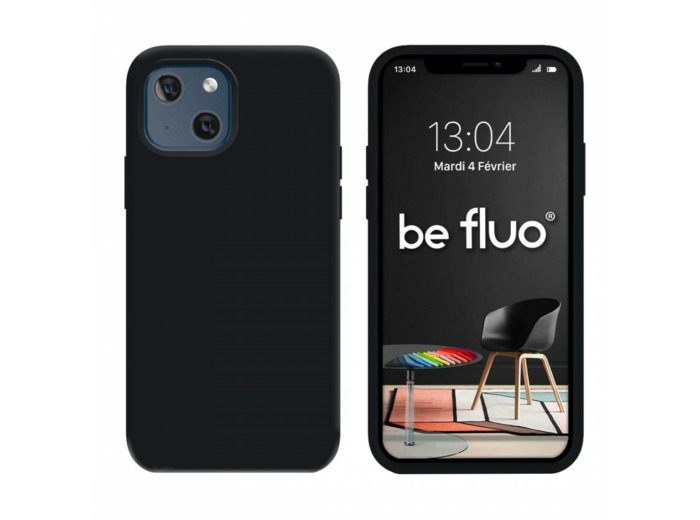 Coque Silicone Moxie BeFluo Fine et Légère pour iPhone 14 Plus, Intérieur Microfibre - Noir