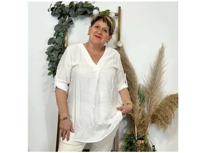 Z774- Blouse unie Christy (T44-T52) (blanc)