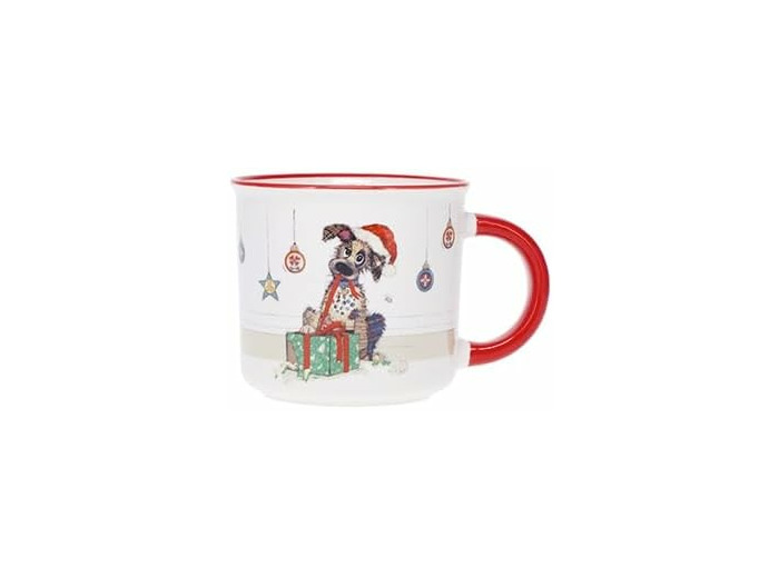 KIUB Mini tasse expresso NOEL - motif chien gentil fetant Noel - porcelaine fine - contenance 125ML et hauteur 6,5CM