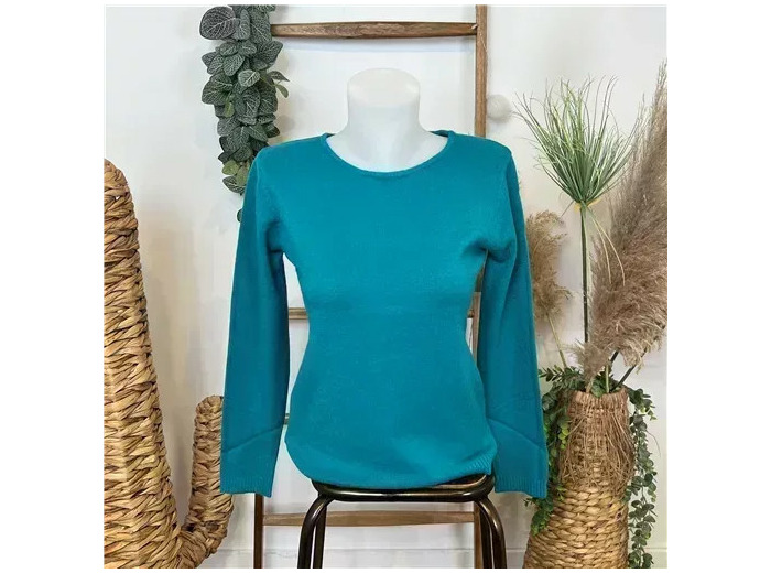 Y252- Pull Laine Cachemire "Tricotonic" (les T38&42) (bleu canard)