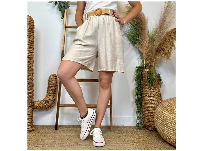 L727- Short Flou Ceinture (Tu) (beige)