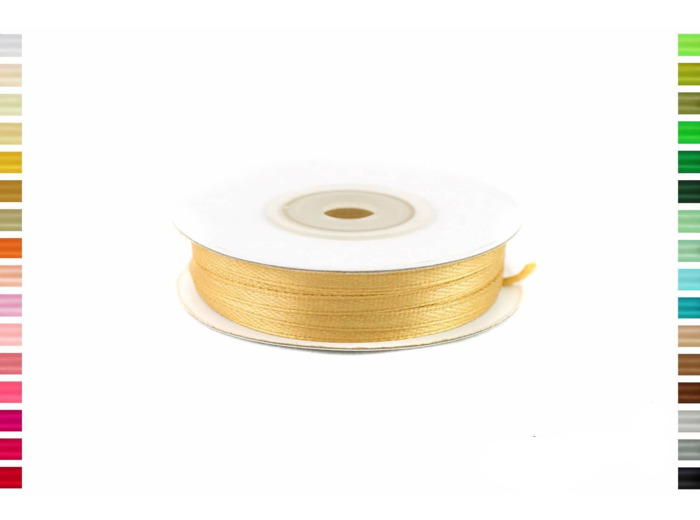 Ruban satin beige doré 680 Largeur 3 mm