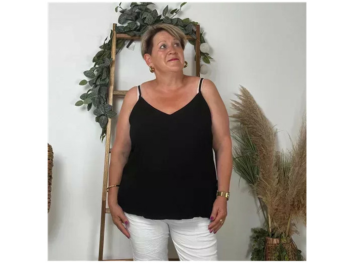 K233- Débardeur Maëlle dos brodé (T40-T48) (noir)