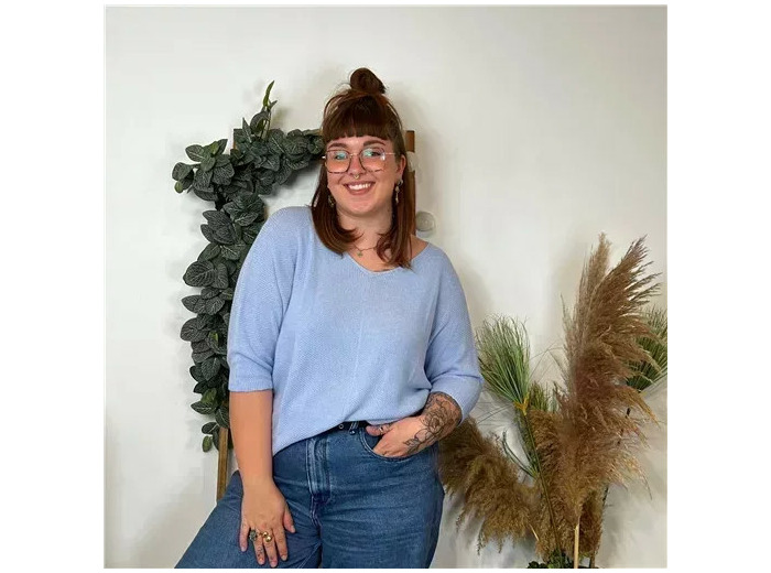 Z163- Pull Nid d'Abeille (Gt)  🇮🇹 (bleu ciel)