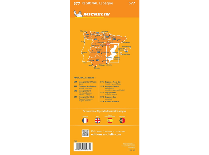 CARTE REGIONALE ESPAGNE EST : VALENCIA, MURCIA