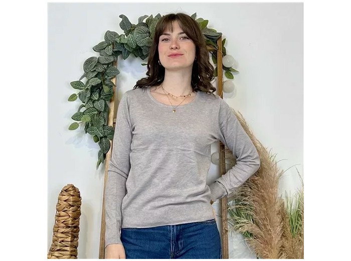 Y376- Pull FIN sans laine «Voggo» (T36-T48) (gris)