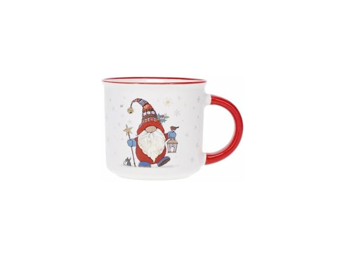 KIUB Mini tasse expresso NOEL - motif lutin coquin fetant Noel - porcelaine fine - contenance 125ML et hauteur 6,5CM