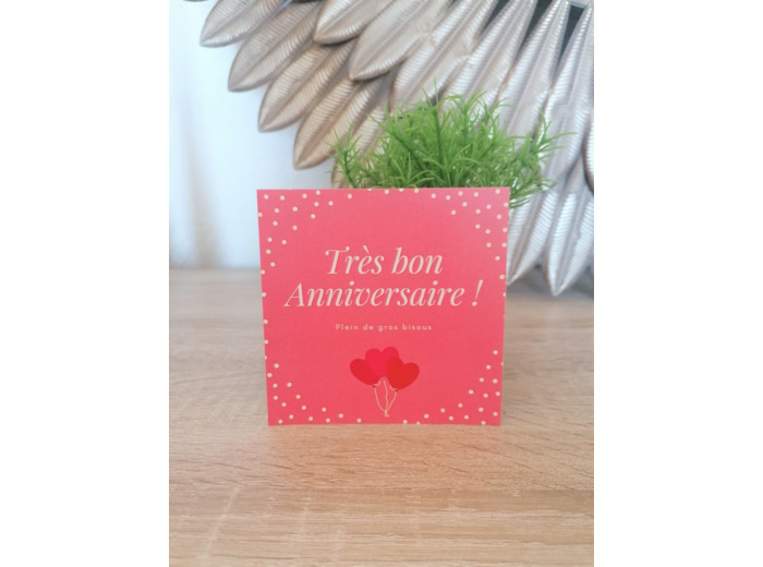 Carte "Très bon anniversaire" 11x11 cm