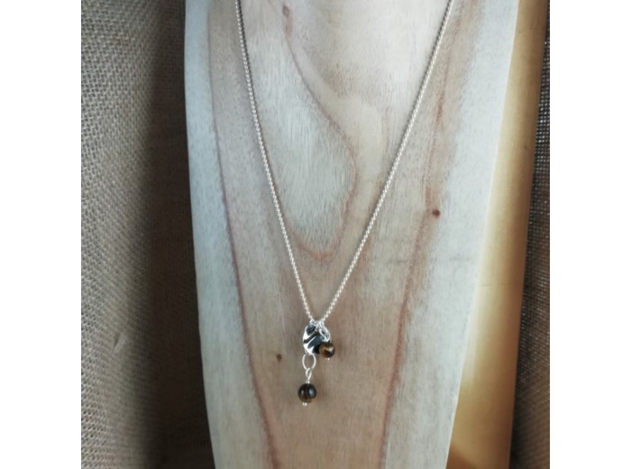 Collier Argent Oeil de tigre