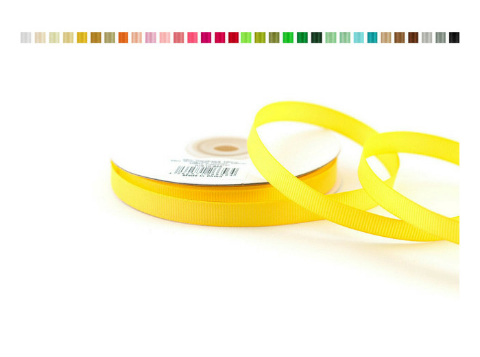 Ruban gros grain 10 mm de large bobine de 25 metres de long jaune