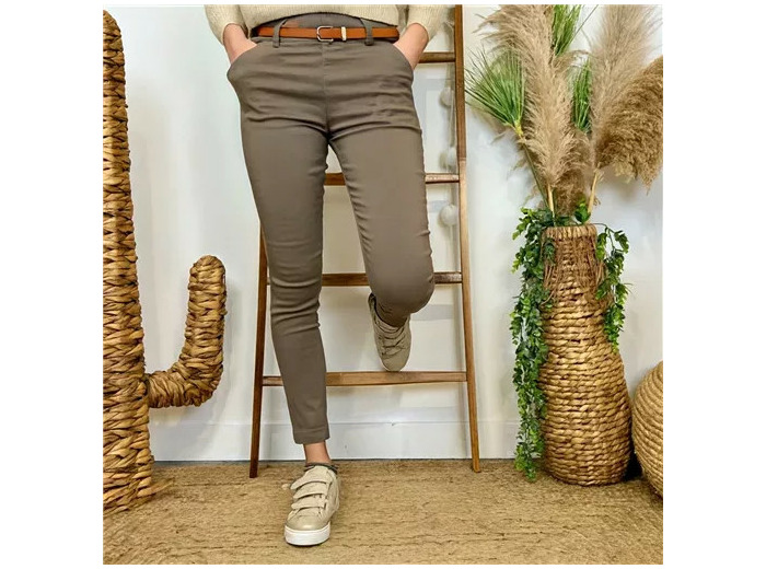 L799- Pantalon Stretch (T36-T46) 🇮🇹 (taupe)