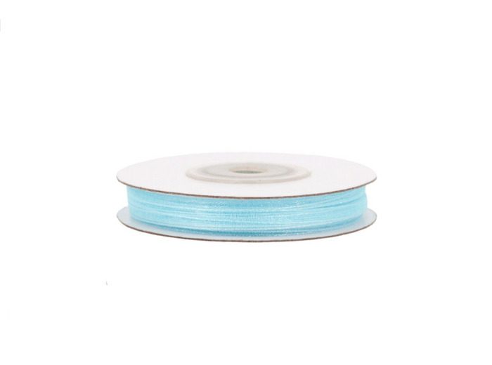 Ruban organza 3mm de large bobine de 50 metres de long bleu ciel