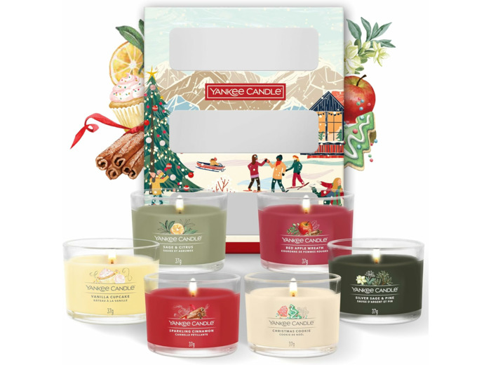 Yankee Candle - Coffret de bougies parfumées de Noël - 6 mini-bougies votives - Collection Après Ski - Cadeaux de Noël parfaits pour les femmes Assorted