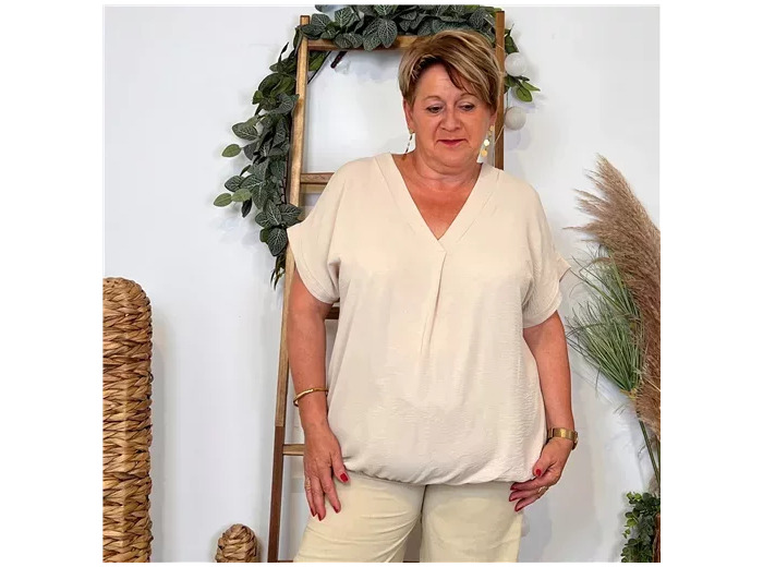 K189- Blouse boule unie (Tu) 🇮🇹 (beige)