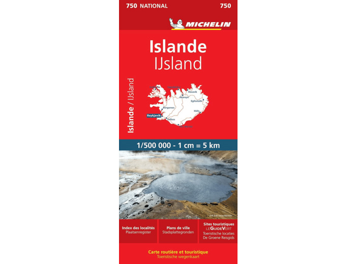 CARTE NATIONALE ISLANDE / IJSLAND