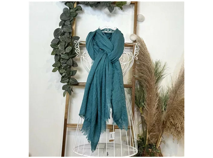 Y520- Foulard uni large (bleu canard)