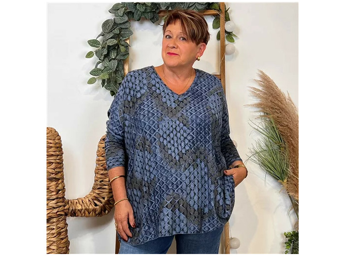 Z126- Tunique Loose "Serpent" 🇮🇹 (bleu jeans)