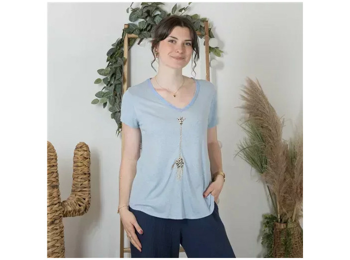 K177- T-Shirt « Girafe» (Tu) 🇮🇹 (bleu ciel)