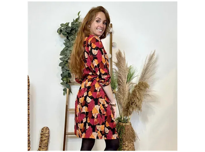 K683- Robe By One Gingko (T36-T40) (fuchsia)