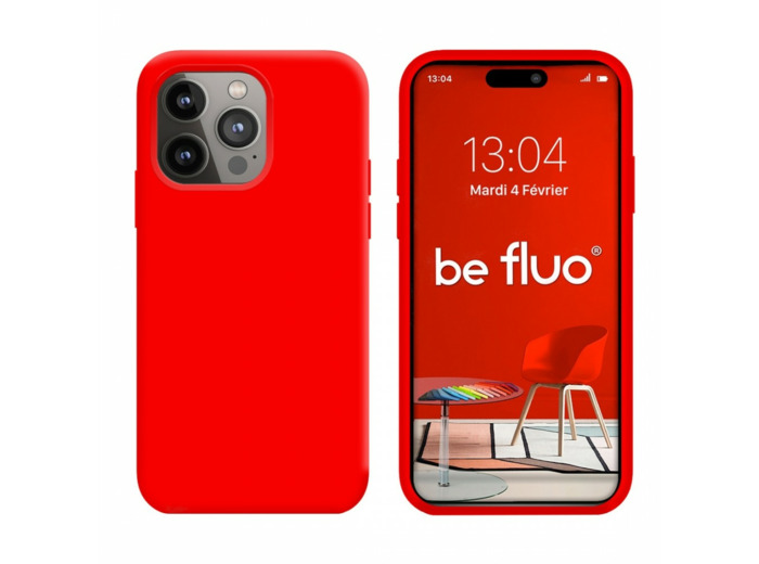 Coque Silicone Moxie BeFluo Fine et Légère pour iPhone 14 Pro Max, Intérieur Microfibre - Rouge