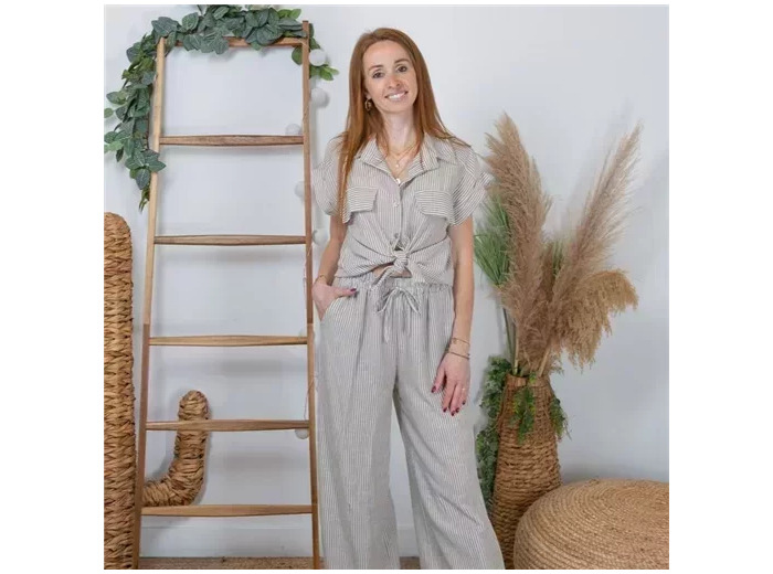 K309- Ensemble Chemise/Pantalon (Tu) (taupe)
