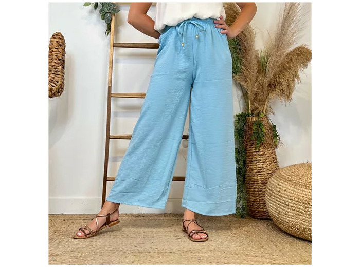 L761- Pantalon flou large 1er PRIX (Tu) (bleu ciel)