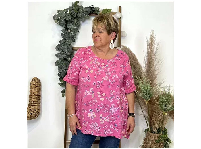 Z332- Tunique coton Fleurettes (Gt) 🇮🇹 (fuchsia)