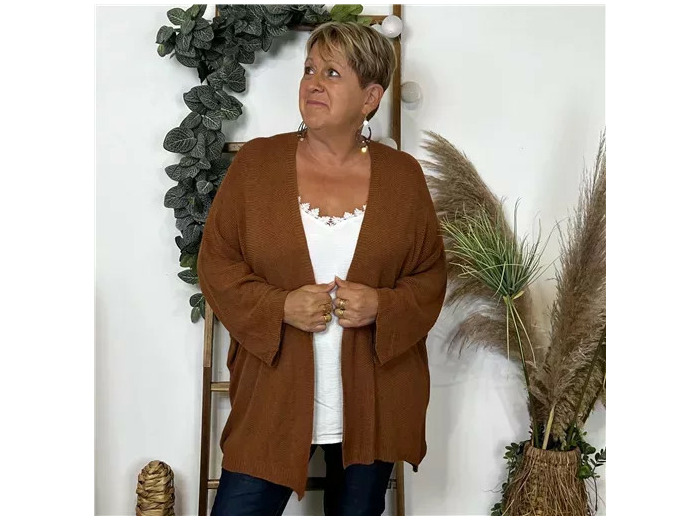 K857- Gilet Maille Nid d abeille (Gt) (camel)