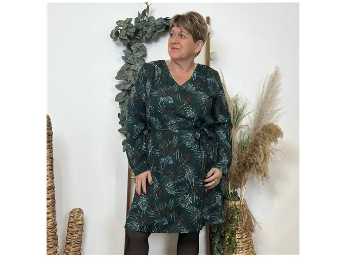 K720- Robe Maëlle Fougères (T40-T48) (vert sapin)